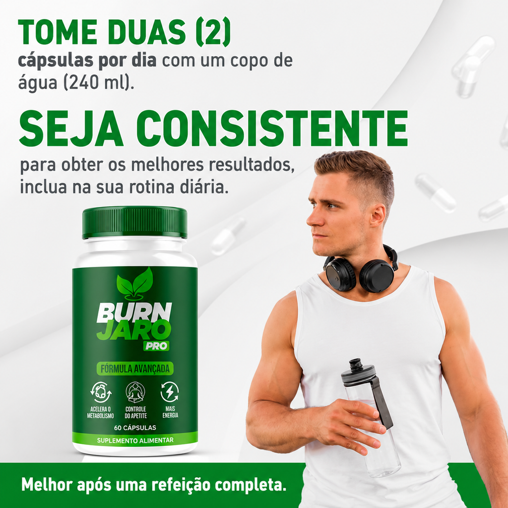 Burn Jaro Pro – Suplemento Alimentar em Cápsulas para Auxiliar no Gerenciamento do Peso